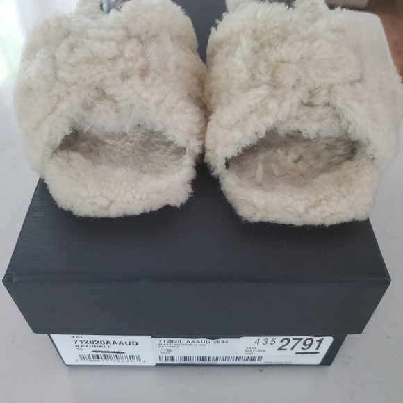 Saint Laurent Shearling Tribute Flat Sandals 40 - Picture 2 of 9